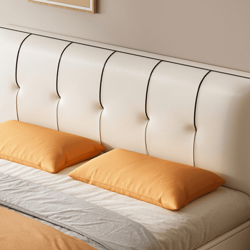 Cream Solid Color Storage Included Bed with 3 Storage Boxes for Bedroom thumbnail 5