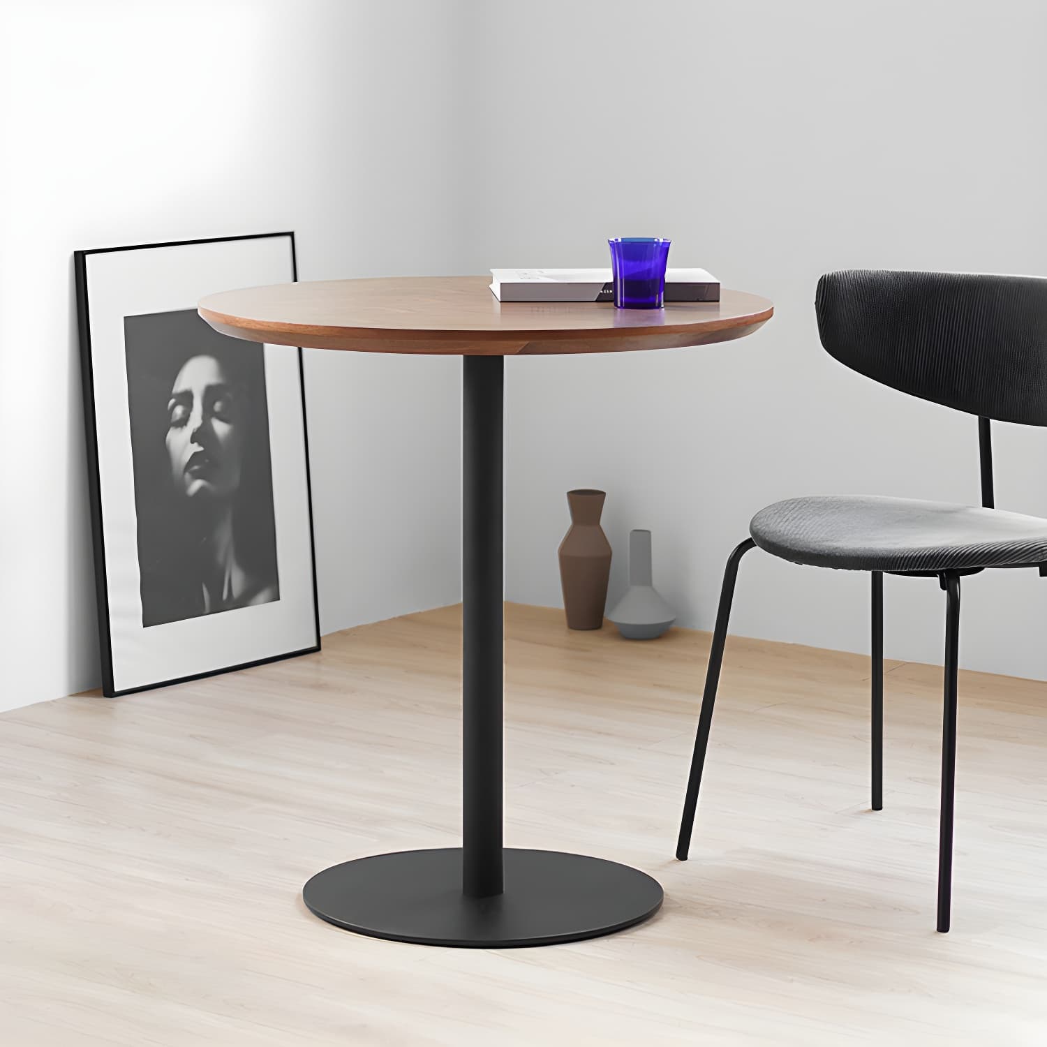 Round Tulip Base Casual Dining Table Four-Color Fixed Table with Solid Wood thumbnail 10