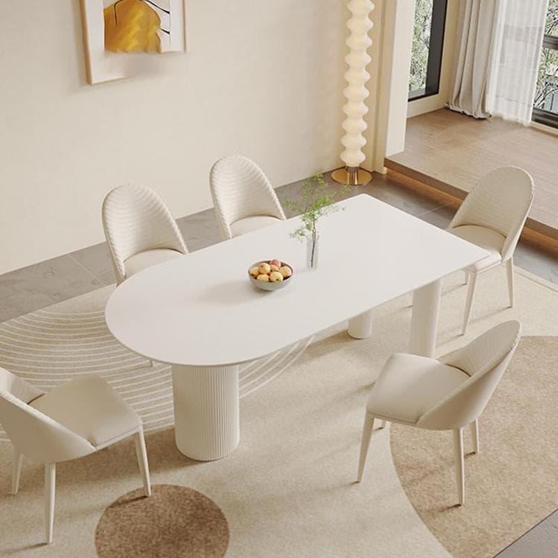 White Stone Surface 75cm Modern Kitchen & Dining Table with Metal Legs thumbnail 1