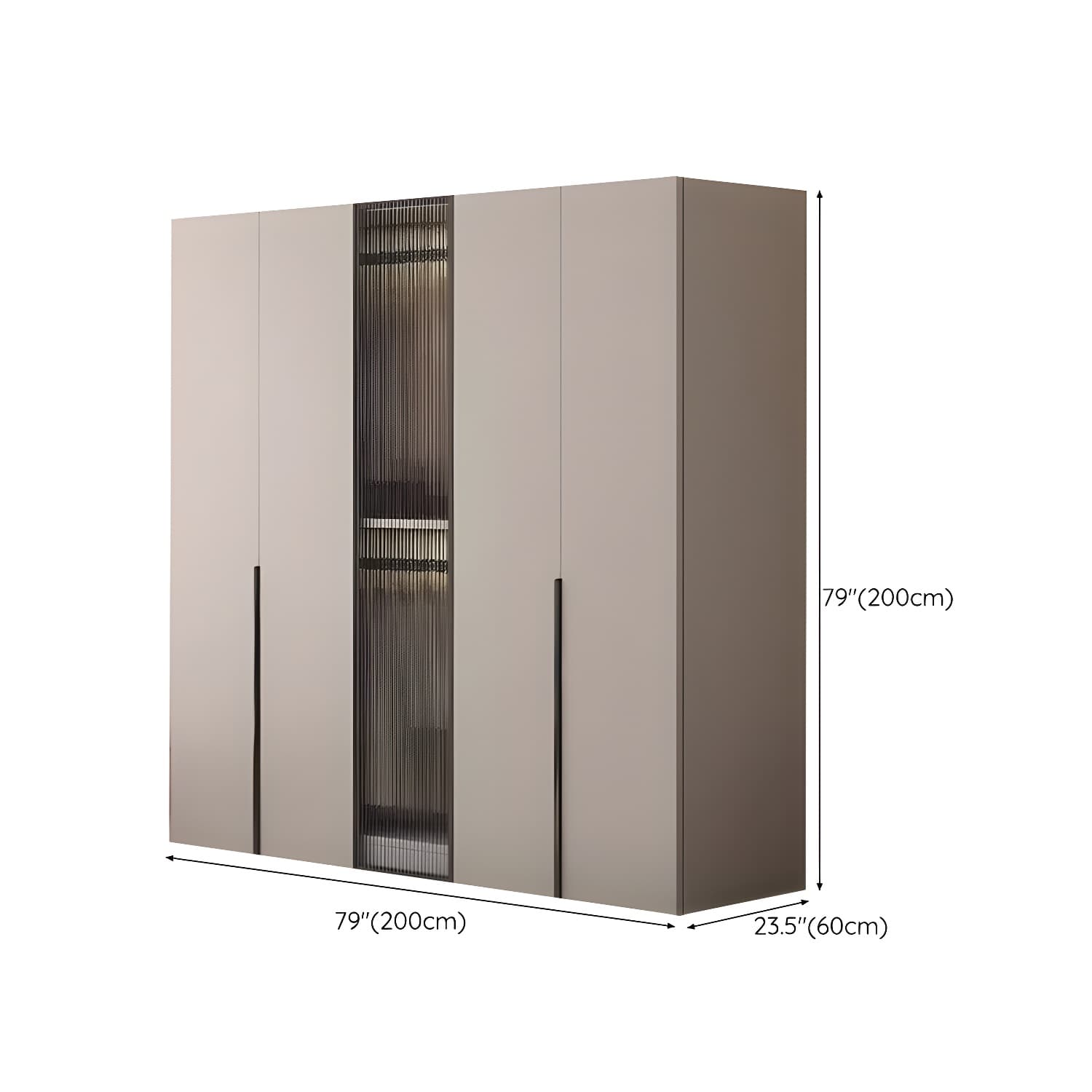 Modern Grey Wardrobe Armoire with Clothing Rod & Adjustable Shelves thumbnail 16
