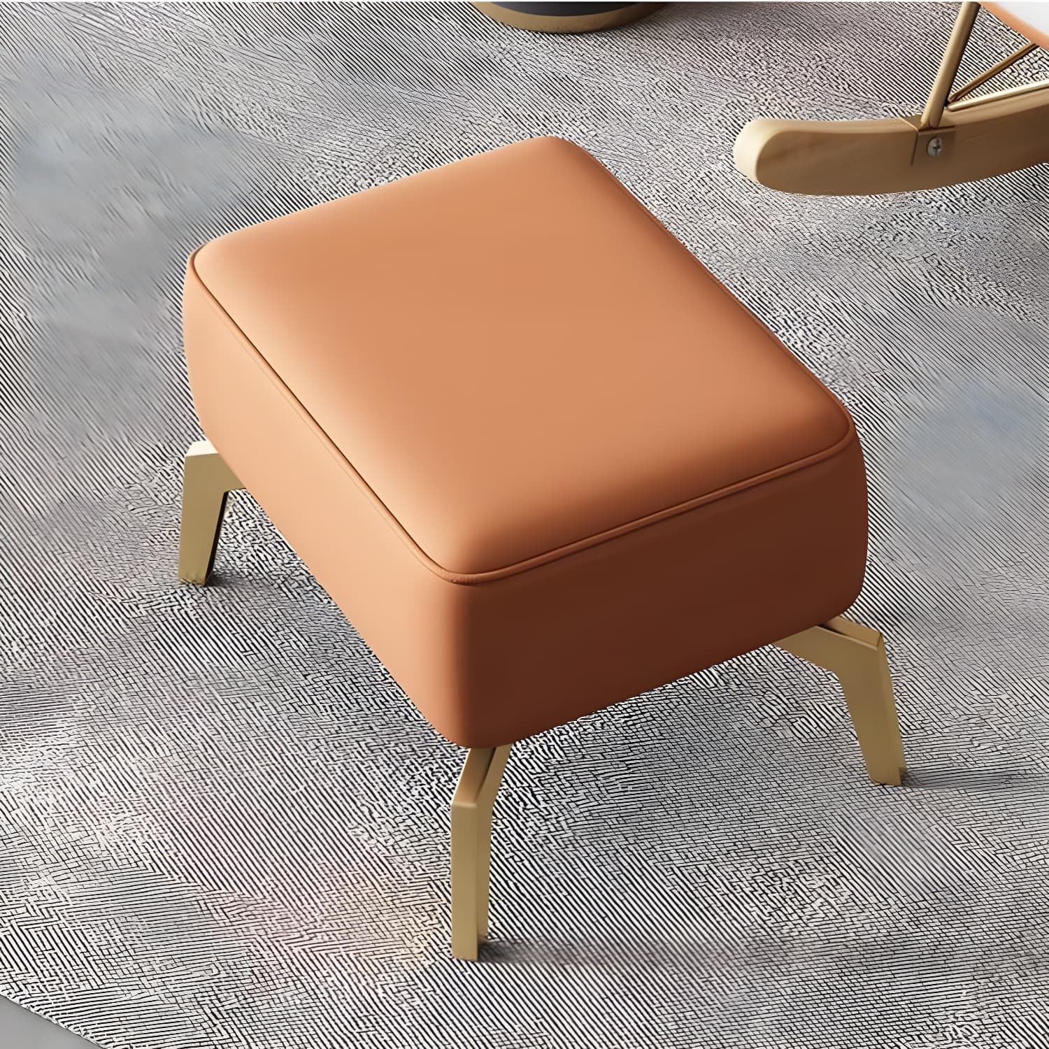 Modern Non-Scratch Armless Indoor Solid Wood Faux Leather Rocking Chair thumbnail 11