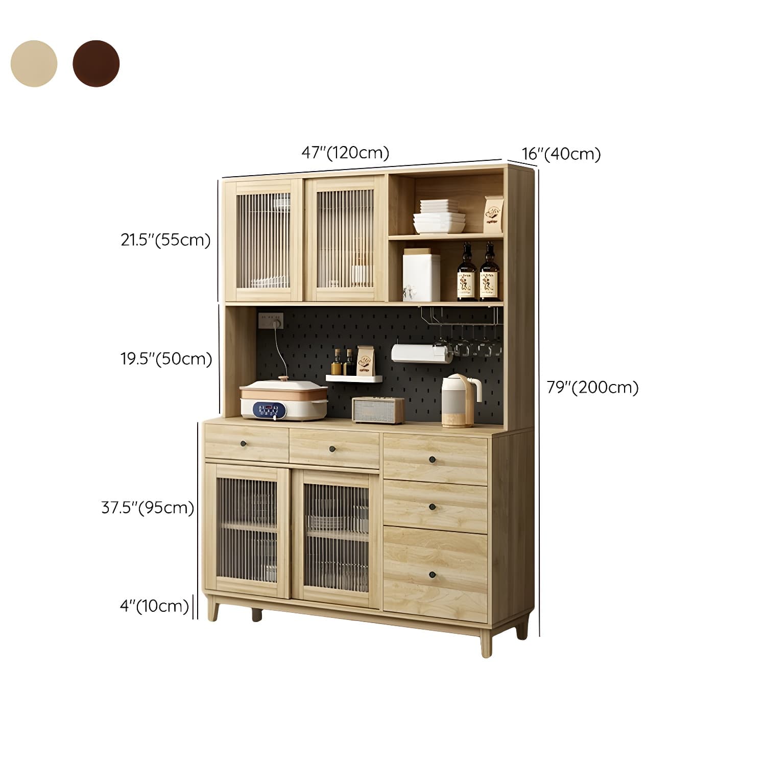 Contemporary Wood Buffet with Glass Doors and 3 Storage Drawers thumbnail 19