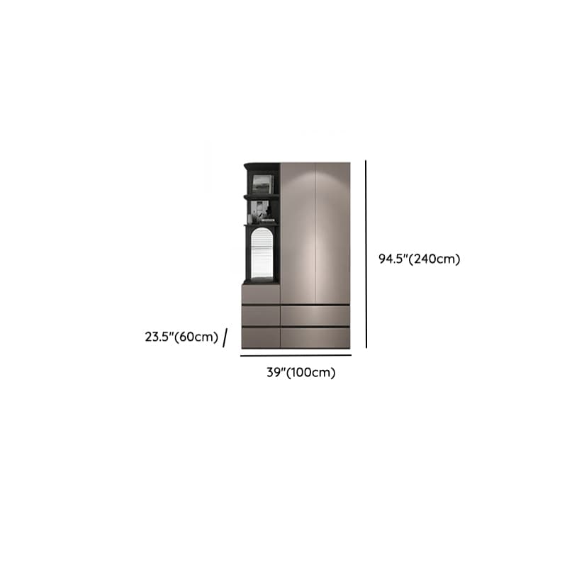 Sand Minimalist Laminate Cabinet Armoire with Soft Close Drawer, Soft Close Door, Interior Shelves, and Clothing Rod thumbnail 22