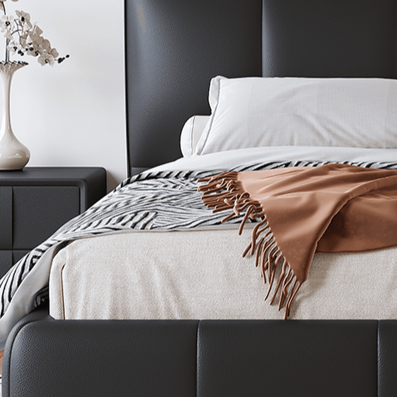 Ink Simplistic Storage Bed/Platform Bed in Genuine Leather with Leg for Bedroom thumbnail 4