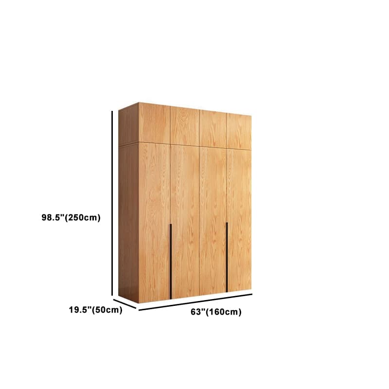 Natural Wood Freestanding Wardrobe Closet with Natural Doors thumbnail 22