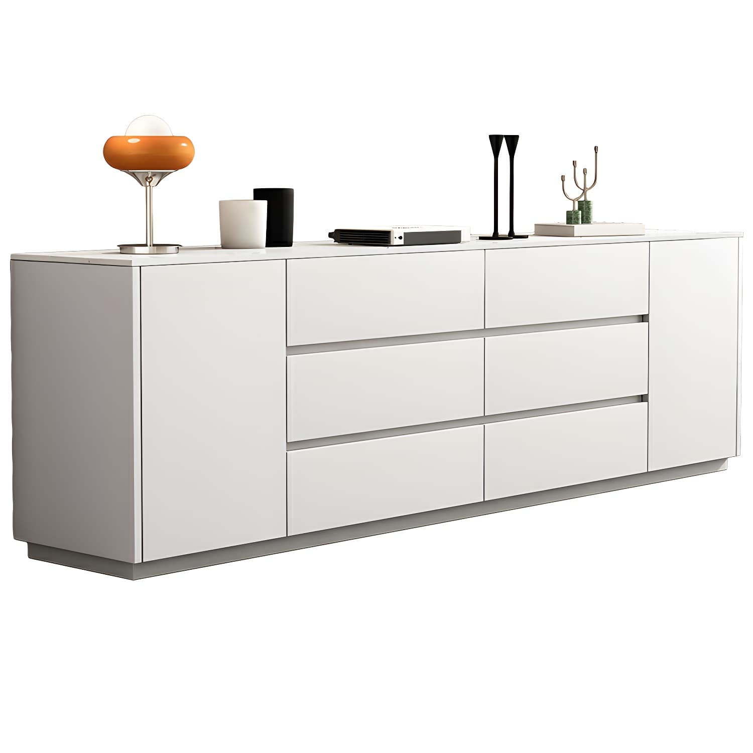 Modern Stone TV Stand with 6 Drawers and 2 Cabinets - Sleek and Stylish Design thumbnail 7