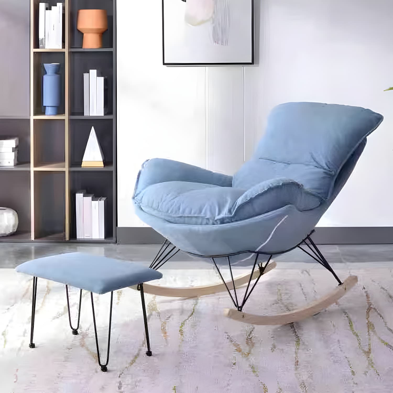 Contemporary Simple Style Rocking Chair Single Indoor Sofa Rocking Chair for Break thumbnail 15