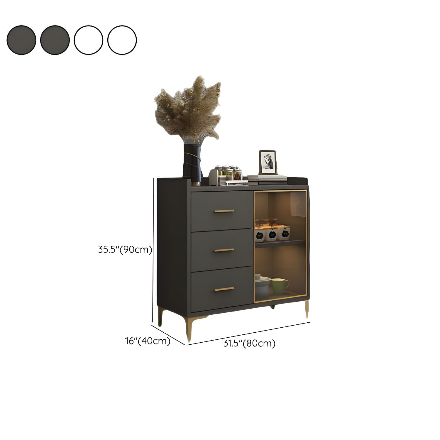 Glam Wood Sideboard with Glass Doors, Lighting Included, and Adjustable Shelves thumbnail 12
