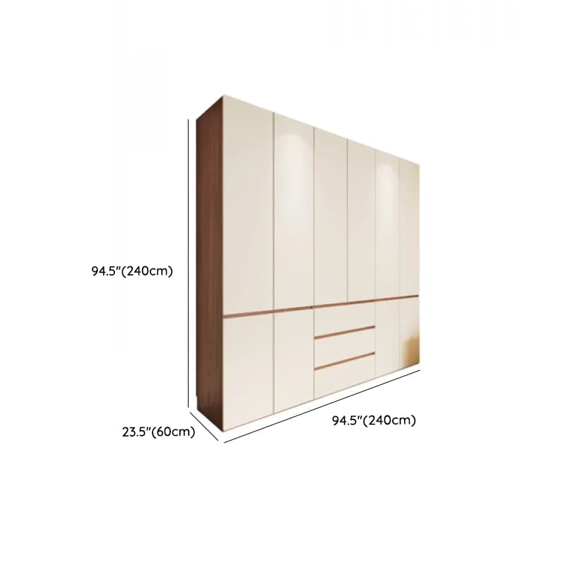 Beige Minimalist Manufactured Wood Wardrobe Closet with Soft Close Drawer, Soft Close Door, Interior Shelves, and Clothing Rod thumbnail 21
