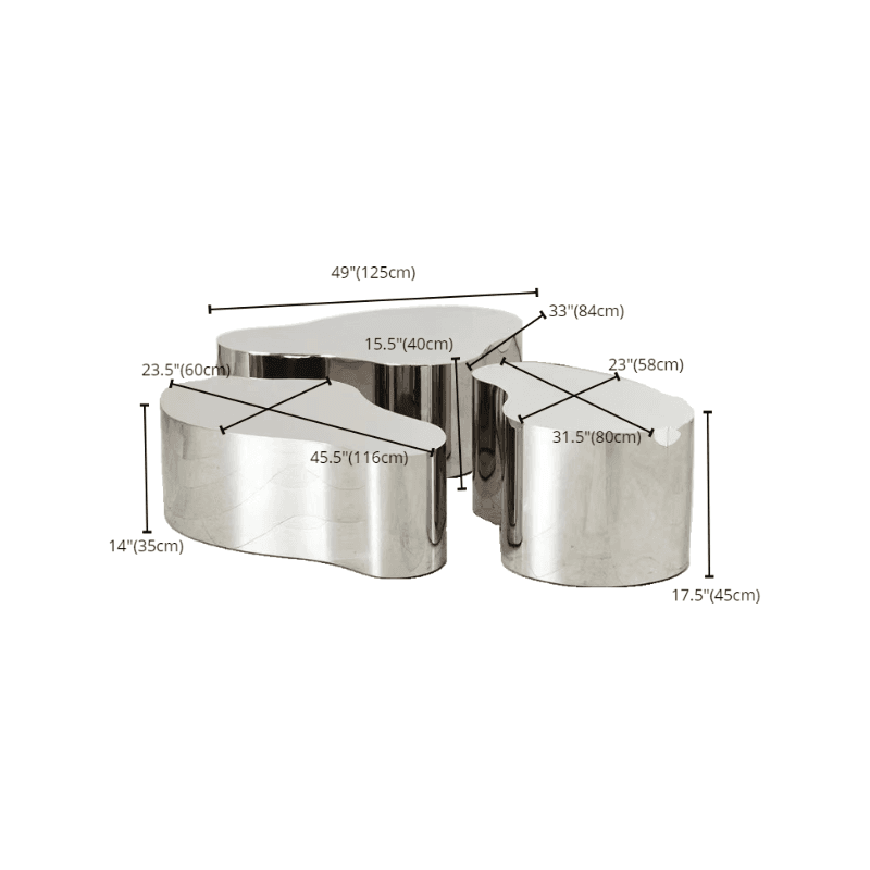 Silver Alloy Irregular/Circular-shaped Accent Table for Small Spaces thumbnail 19