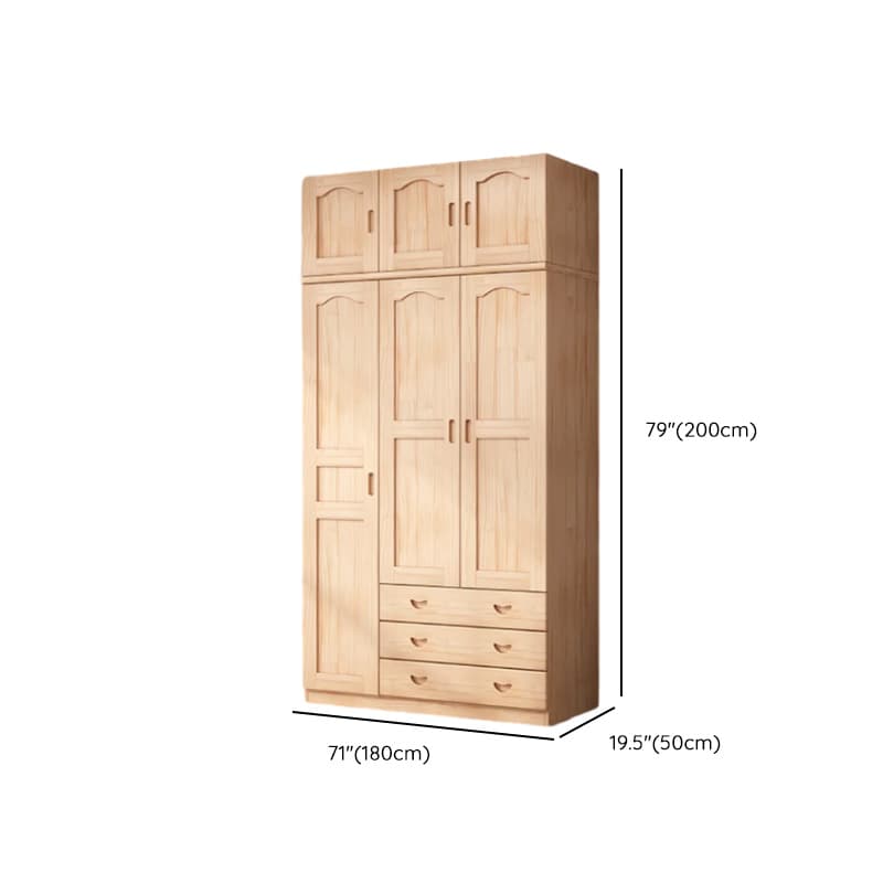 Modish Natural Color Reclaimed Wood Wardrobe Armoire with Soft Close Drawer, Soft Close Door thumbnail 13
