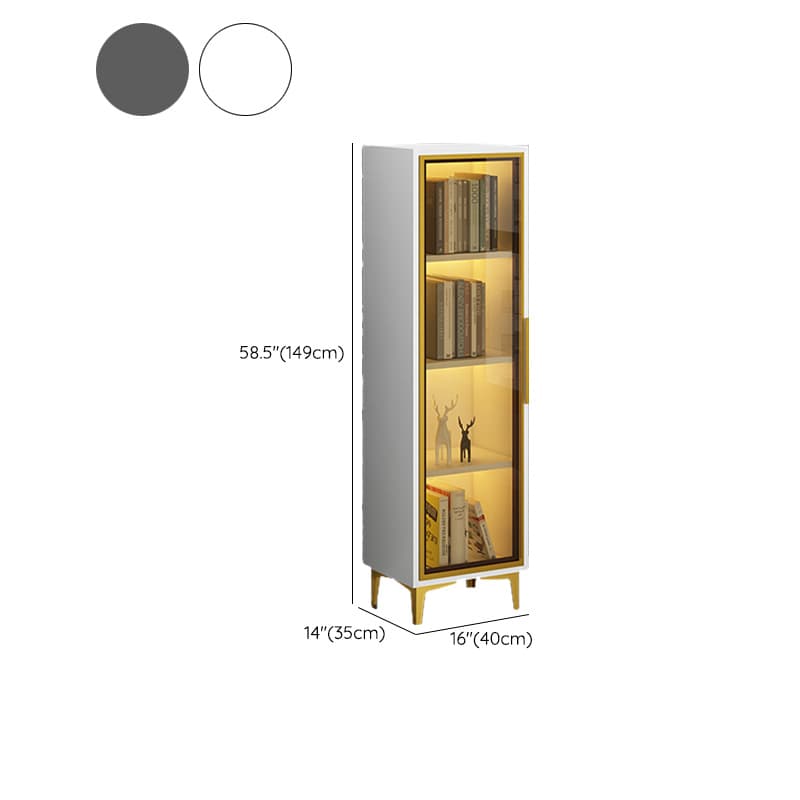 Glam Rectangle Accent Cabinet with Metal Base and Wood Countertop, Glass Doors and Lighting Included thumbnail 11