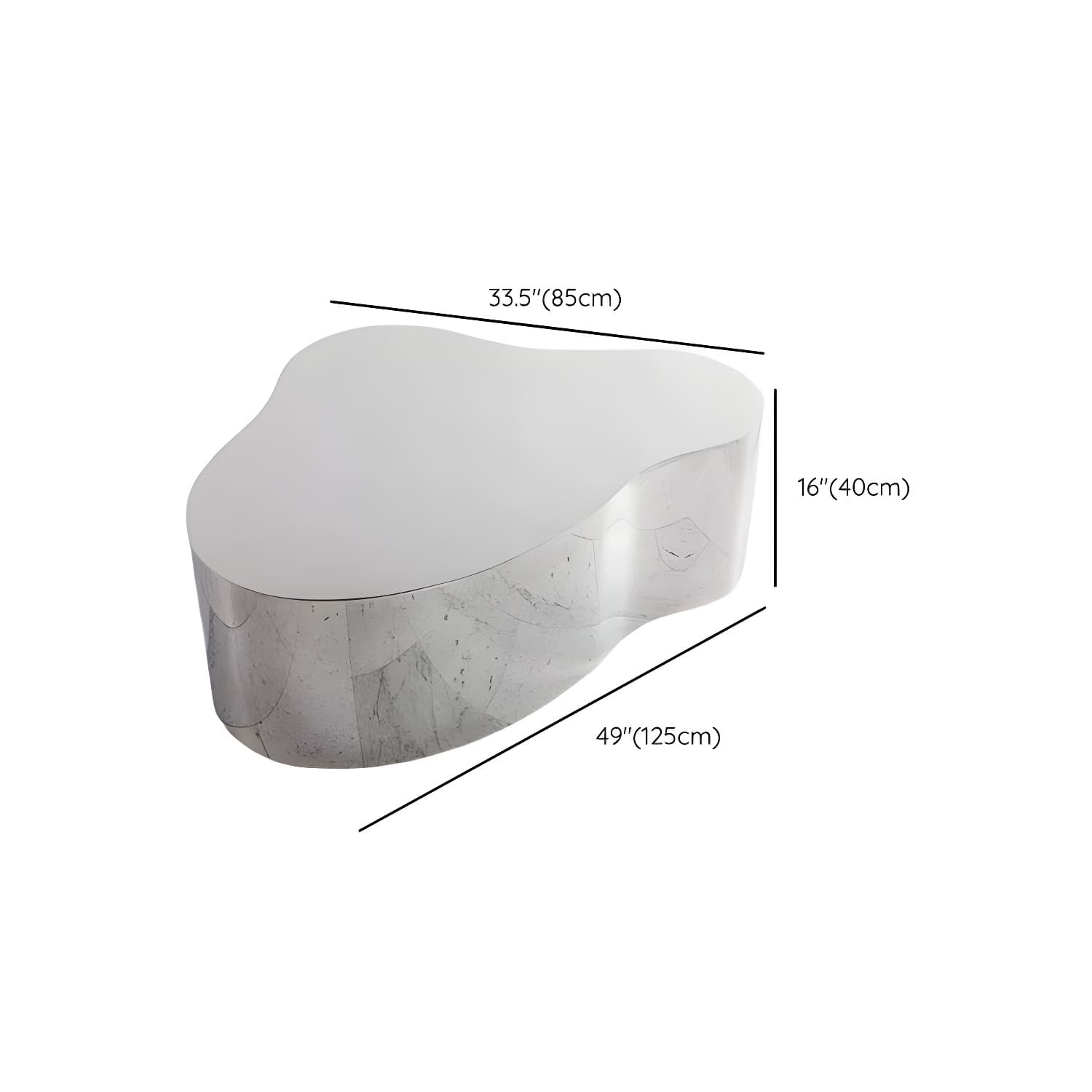 Silver Modern Coffee Table with Free Form Metal Top and Abstract Stainless Steel Base thumbnail 17