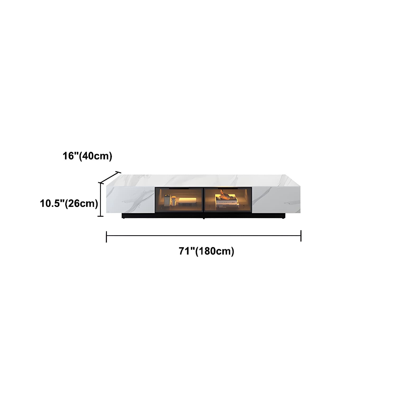 Modern Slate TV Stand White Closed Storage TV Console with Sensor Light thumbnail 9