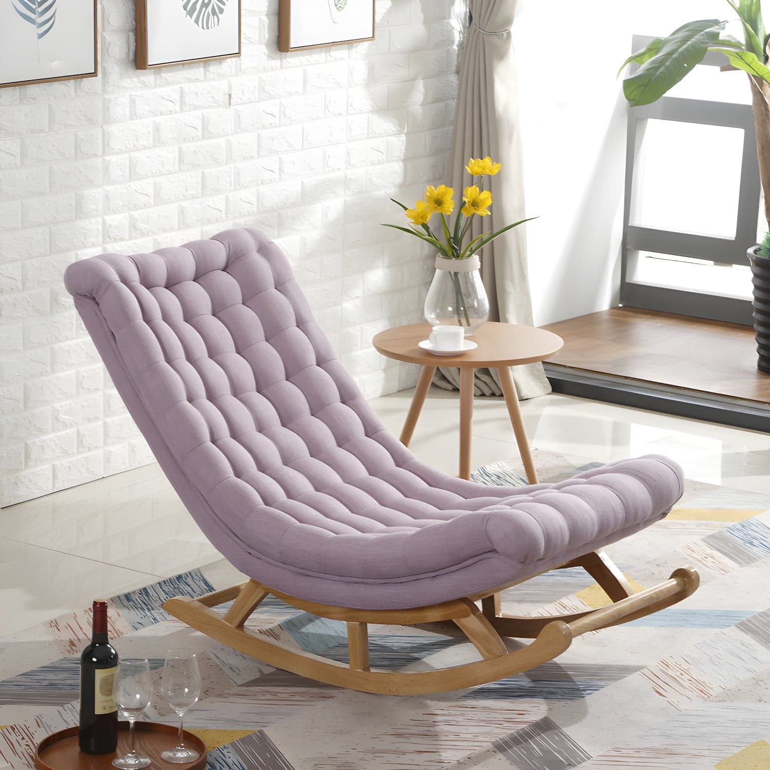 Contemporary Indoor Rocking Chair Nursery Sofa Rocking Chair with Ottoman - image 4
