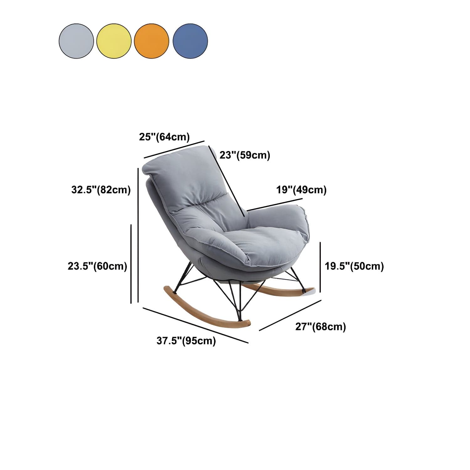 Contemporary Rocking Chair Cotton Upholstered Tufted Wing Chair Back Baby Rocking Chair thumbnail 17