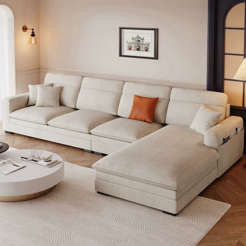 Contemporary Square Arm Sectional Sofa with Pillows and Storage thumbnail 3