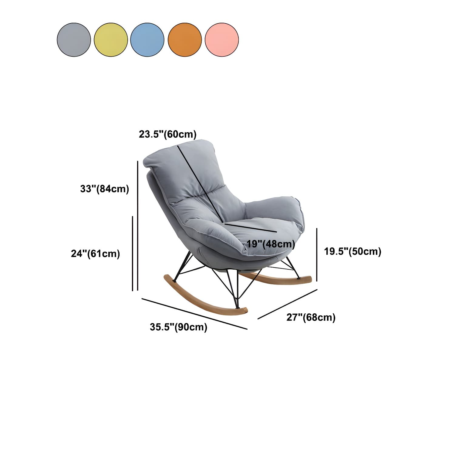 Upholstered Rocker Chair Living Room Rocking Chair with Padded Seat thumbnail 21