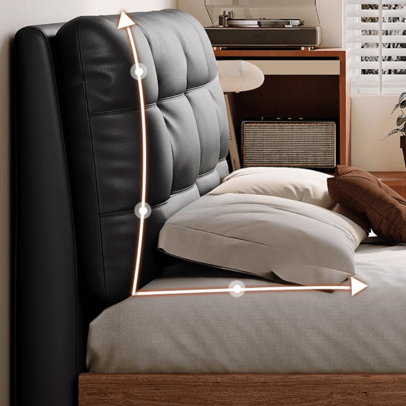 Solid Color Platform Bed with Natural Wood Frame and Button-tufted Design for Living Room thumbnail 9