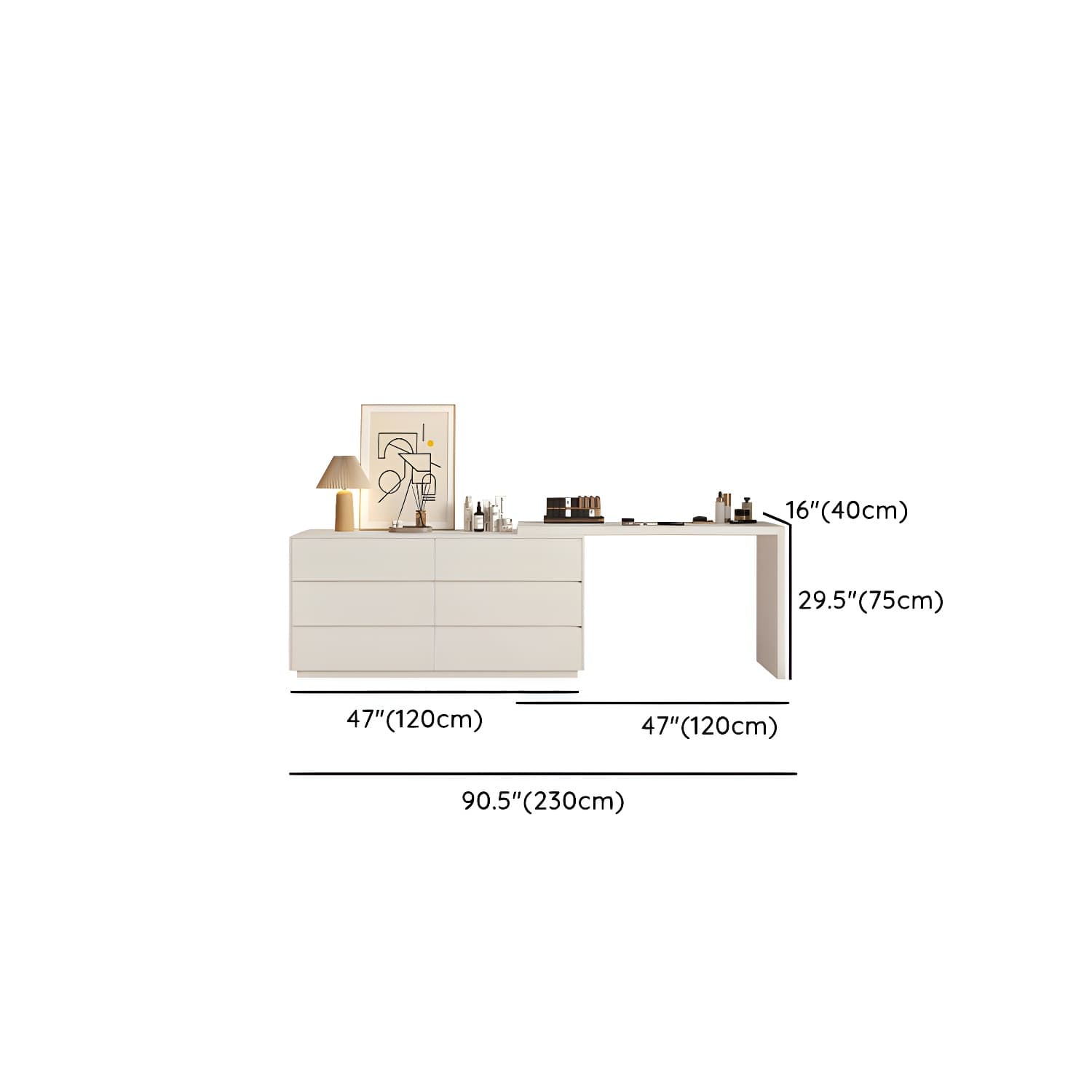 Modern Wood Vanity with Drawers, Large Size, Soft Close Glides, 40cm Width, 75cm Height thumbnail 16
