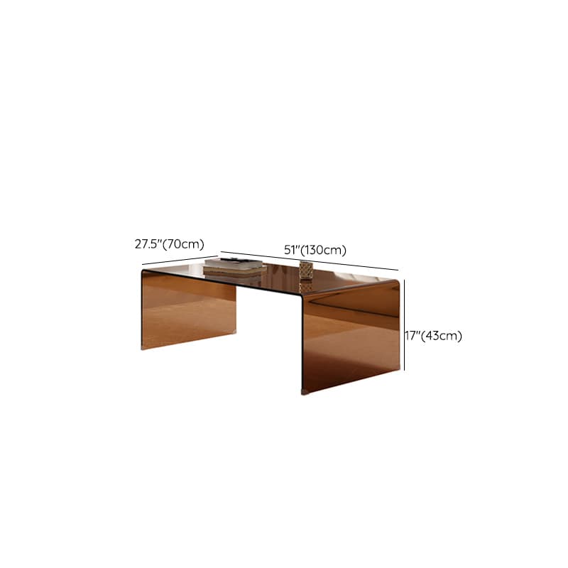 Rectangular Brown Glass Modern Coffee Table with Sleek Sled Base thumbnail 17