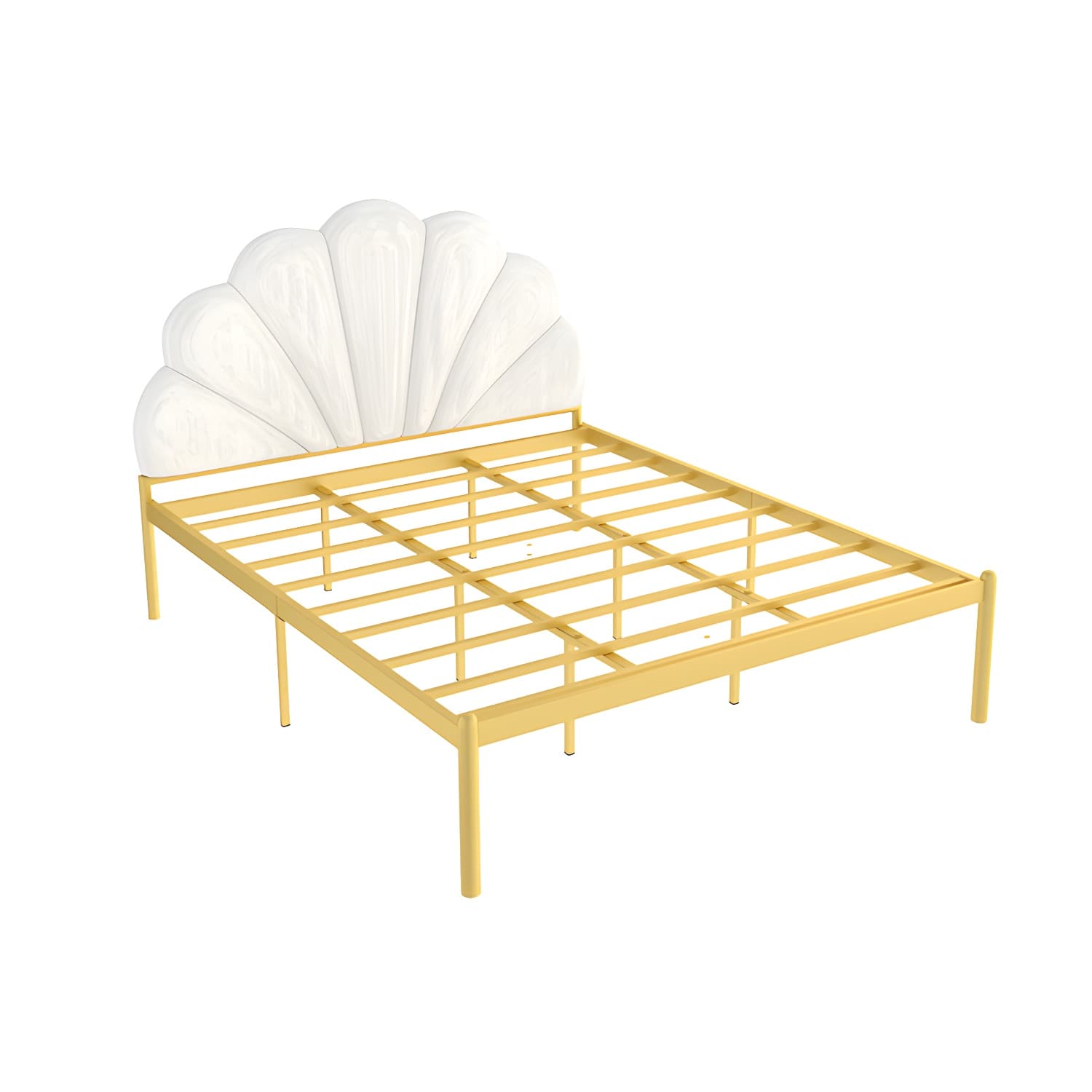 shell Suede Upholstered Headboard ,47 inch High Metal Panel Bed thumbnail 5