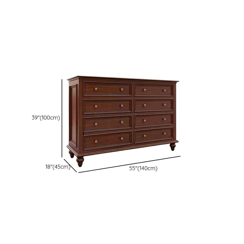 Cocoa Casual Ash Wood Double Dresser/Lingerie Chest with 9/8/6 Drawers, Horizontal/Vertical thumbnail 11