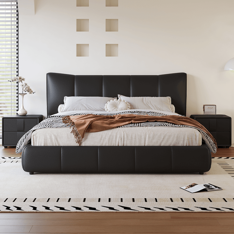 Ink Simplistic Storage Bed/Platform Bed in Genuine Leather with Leg for Bedroom thumbnail 2