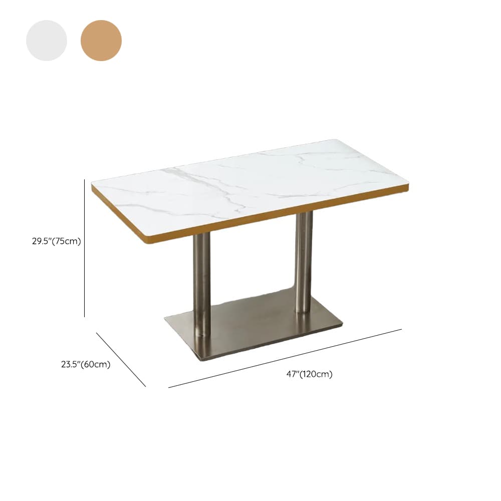 Art Deco Rectangular Dining Table with Lumber Top, Fixed Table Mechanism in Ink/White/Sepia thumbnail 17