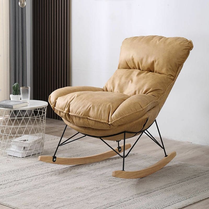 Stationary Rocker for Nursery Natural Wood Finish with Ottoman and Rear thumbnail 7
