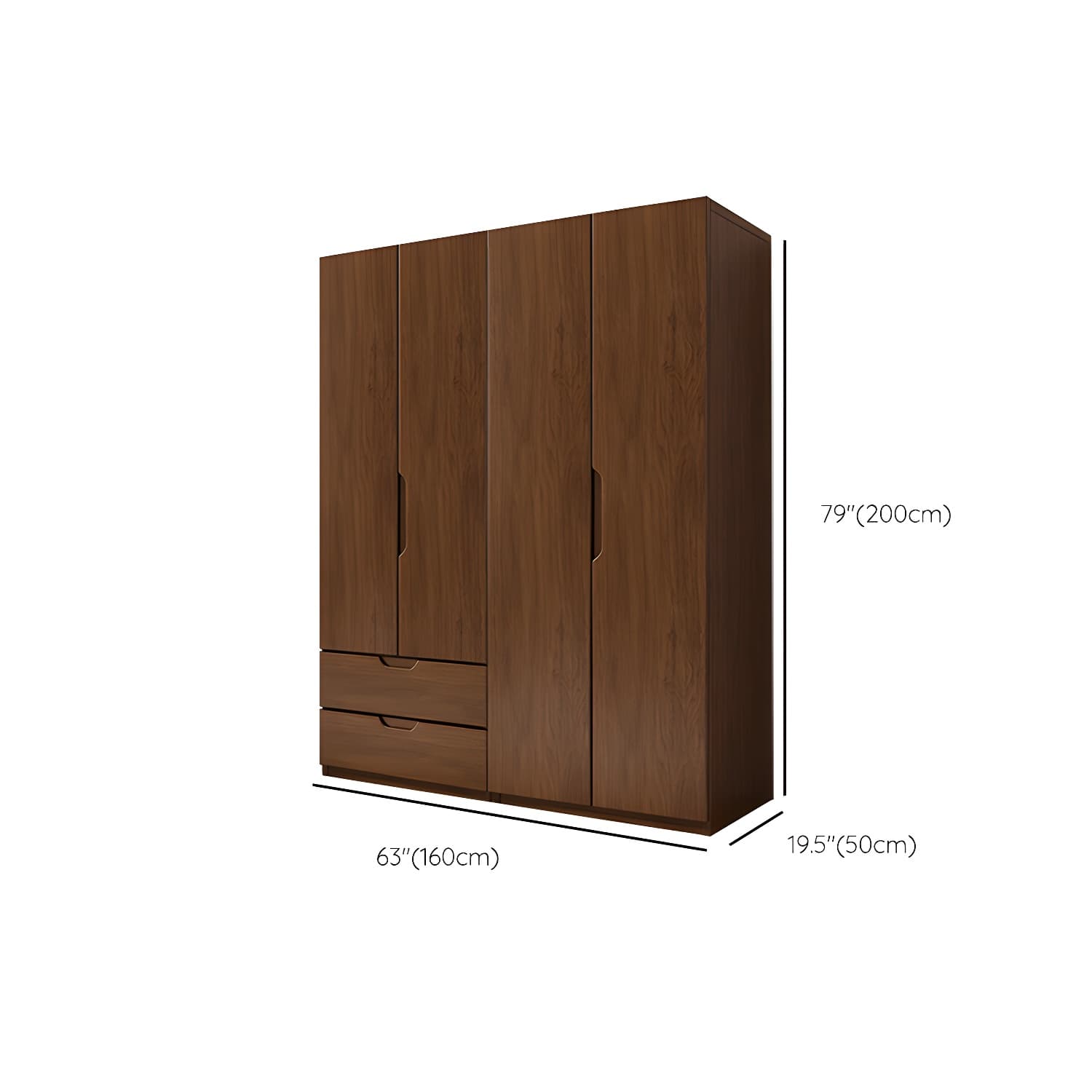 Contemporary Oak Solid Wood Wardrobe Freestanding Multifunctional Wardrobe - image 17