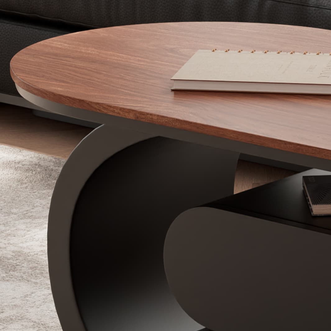 Simplistic Oblong Side Table with Wheel Base, Swivel Wheels, and Drawers thumbnail 8