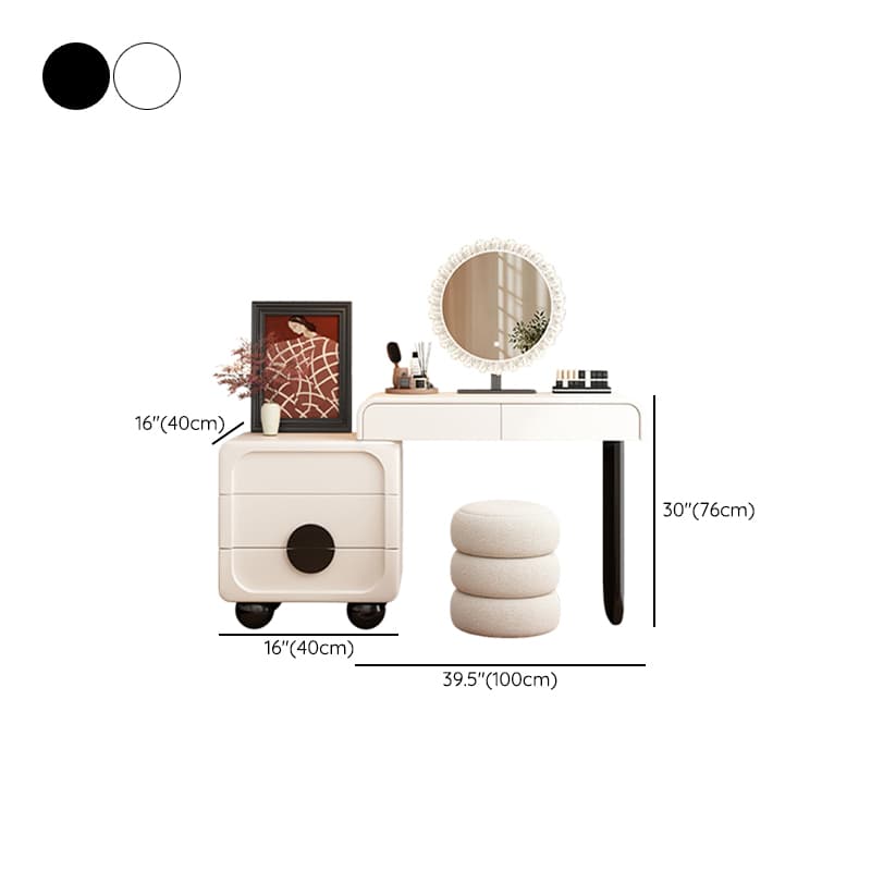 Large/Standard Vanity Set in White with 5 Drawers, Mirror Lights, Seat, Lighting, and Scalable Design thumbnail 10