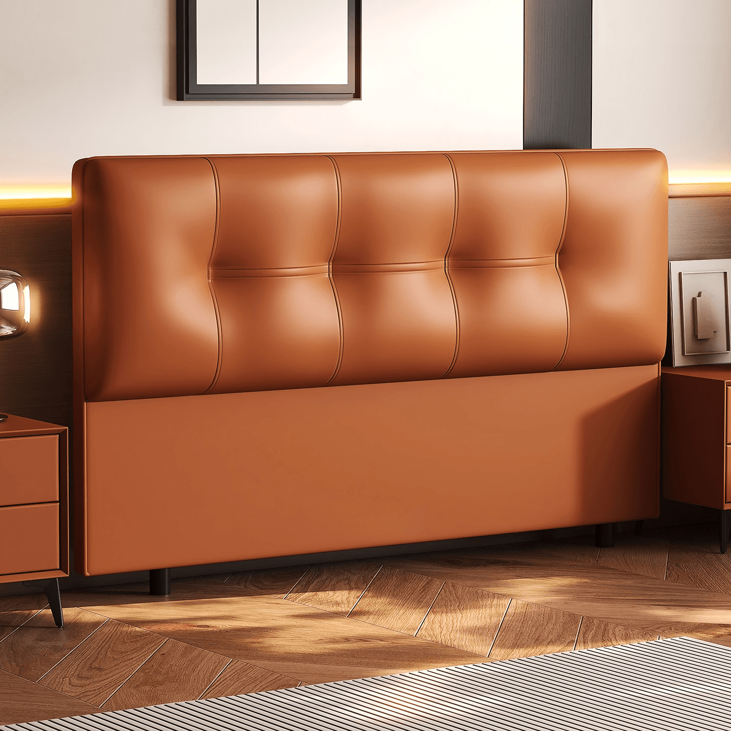 Simplistic Style Panel Headboard with No Distressing, Piled Tufted Rectangular Shape for King/Queen/Full Bed, Featuring Sponge Upholstery and Standard Height thumbnail 7