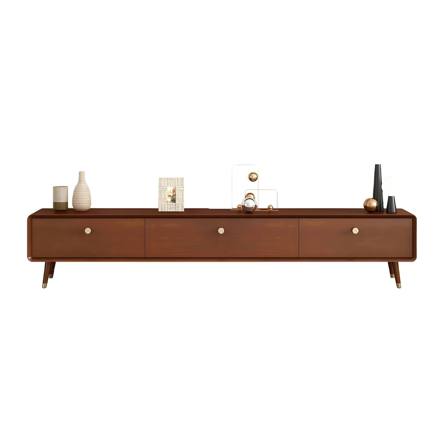 Solid Wood 13.78" H TV Stand Nordic 2 Drawers TV Stand Console thumbnail 2