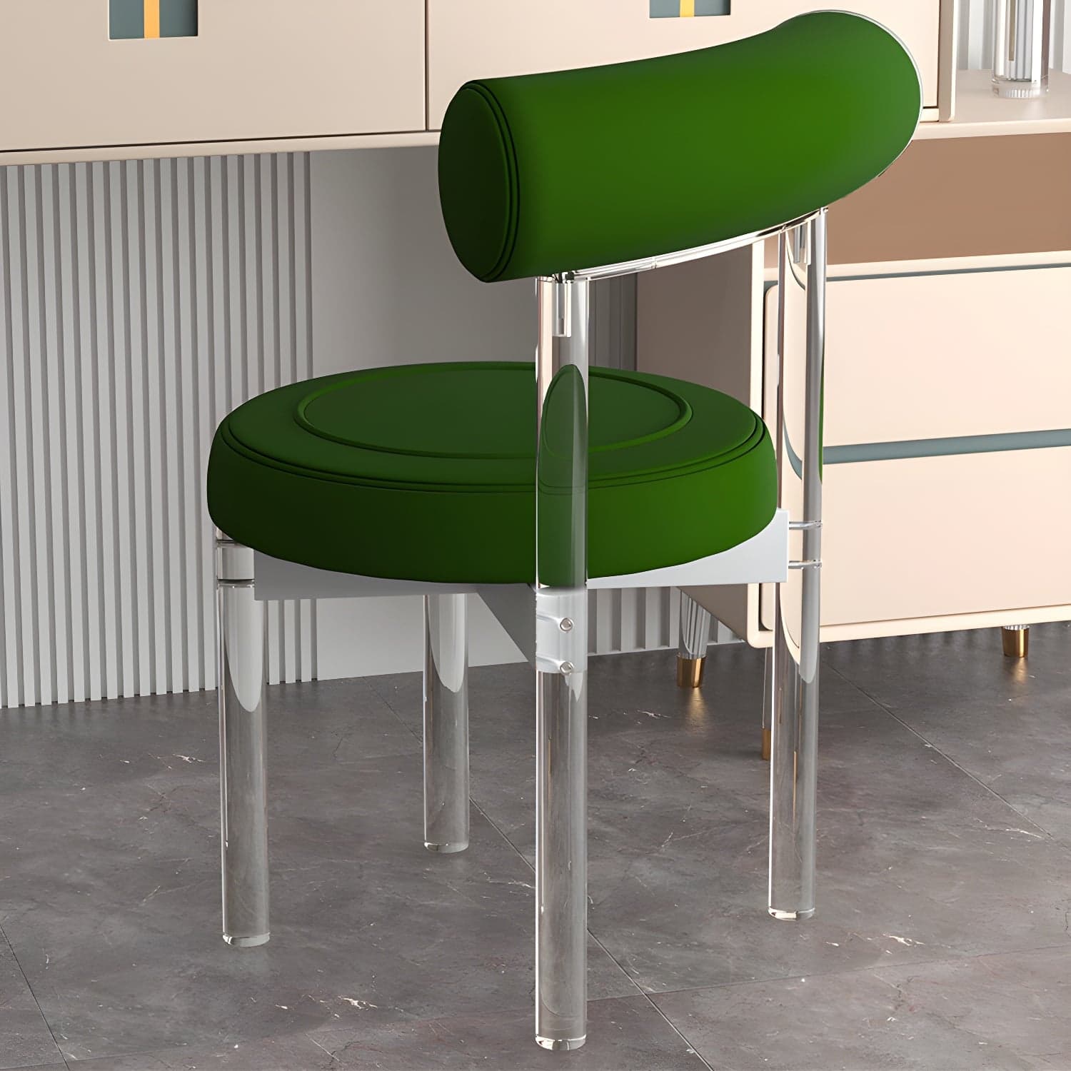 Clear Leg Modern Side Chair with Low Back and Upholstered Polyurethane Seat thumbnail 3