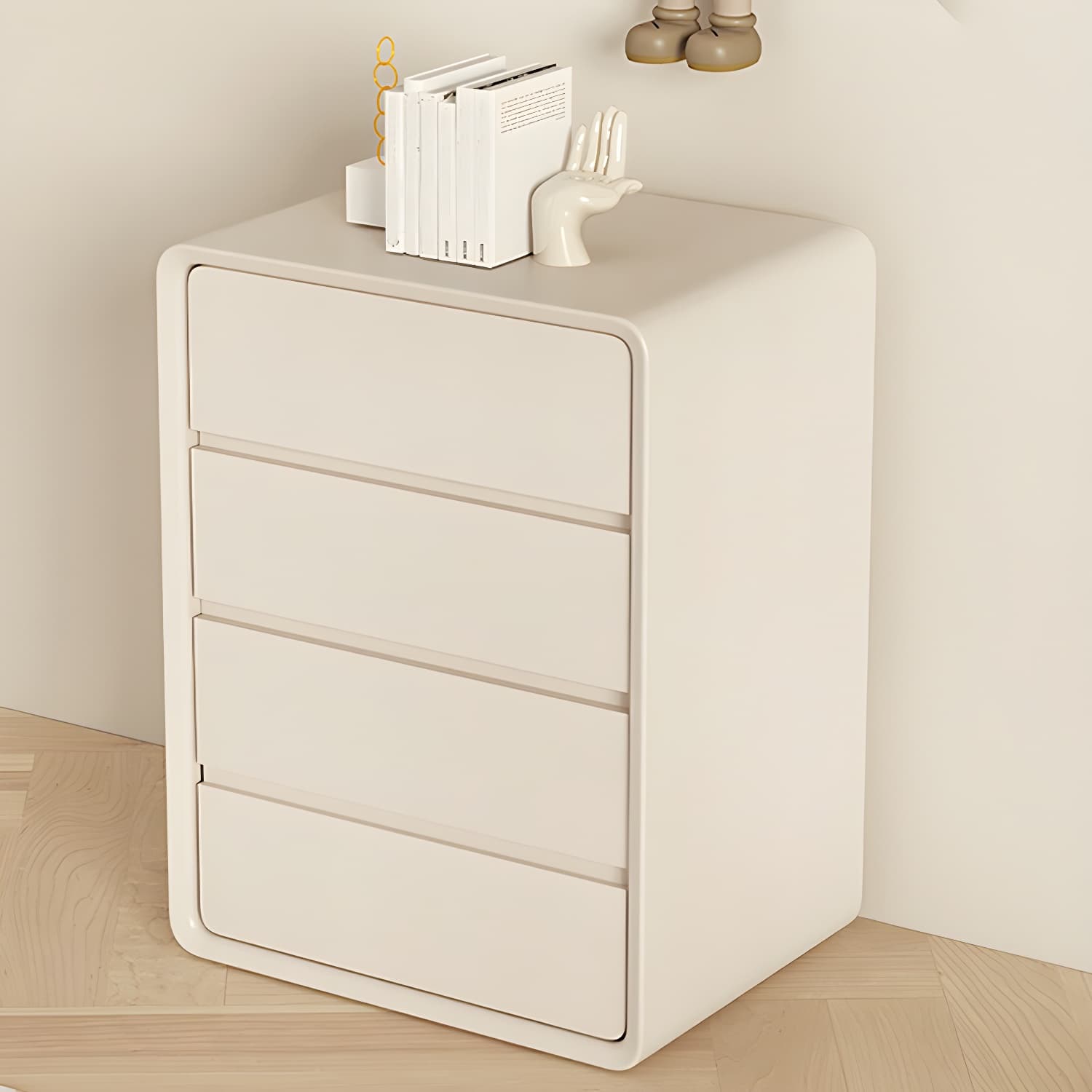 Narrow Modern White Wood Dresser with Soft Close Drawers for Living Room thumbnail 4