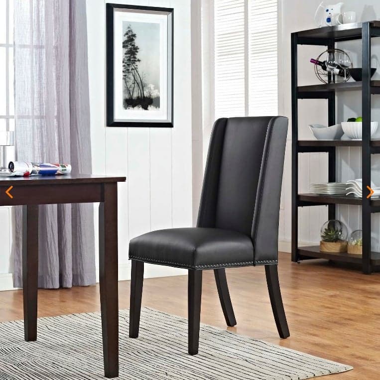 Flannel/Linen/PU Upholstered Stable Framed Armless Chair with Parsons Back and Nailhead Trim for Dinette in a Trendy Style thumbnail 2