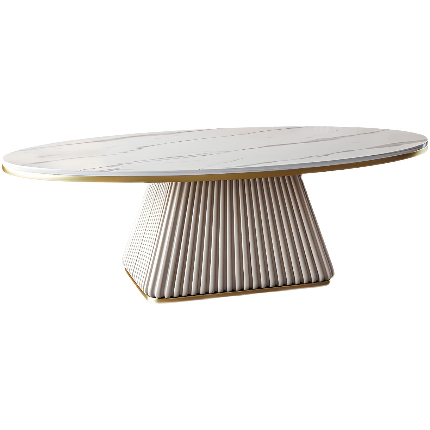 Glam Single Coffee Table Oval Pedestal Coffee Cocktail Table thumbnail 8
