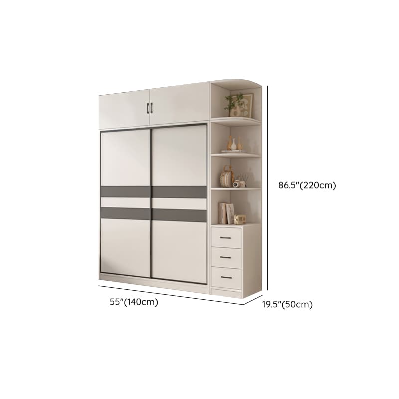 Chalk Nordic Timber Wardrobe with 3 Drawers, Self-supporting Design, Soft Close Door, and Clothing Rod thumbnail 32