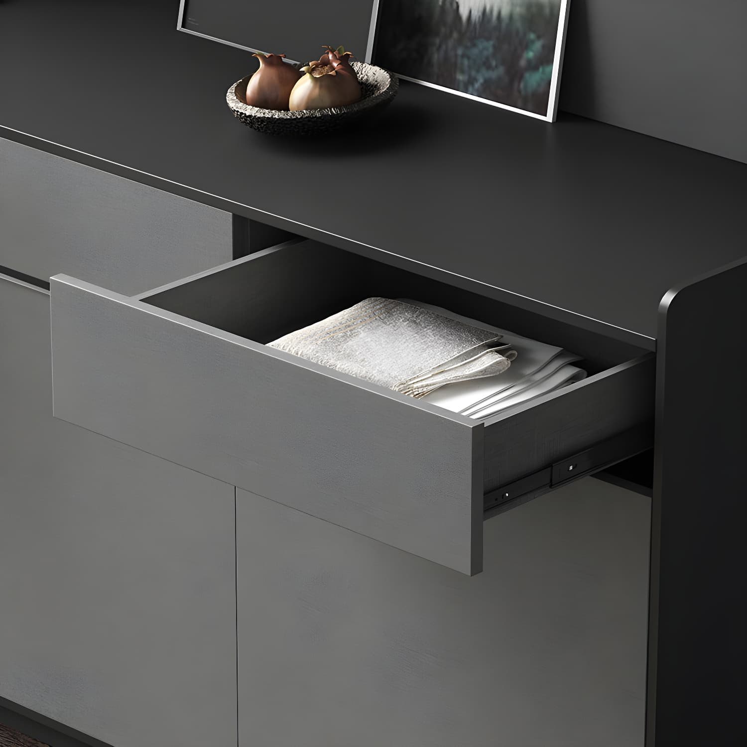 Five Doors Three Drawers Sideboard Glam Buffet Server for Living Room thumbnail 8