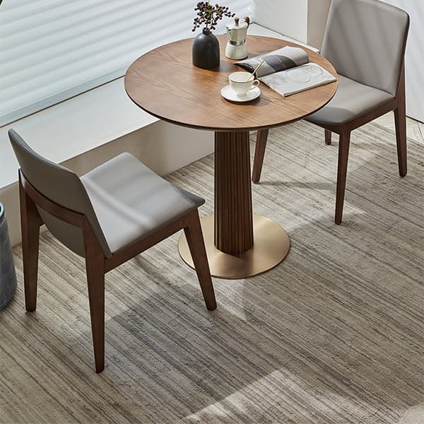 Traditional Brown Wood Dining Table with Wooden Top and Oak Pedestal Base thumbnail 3