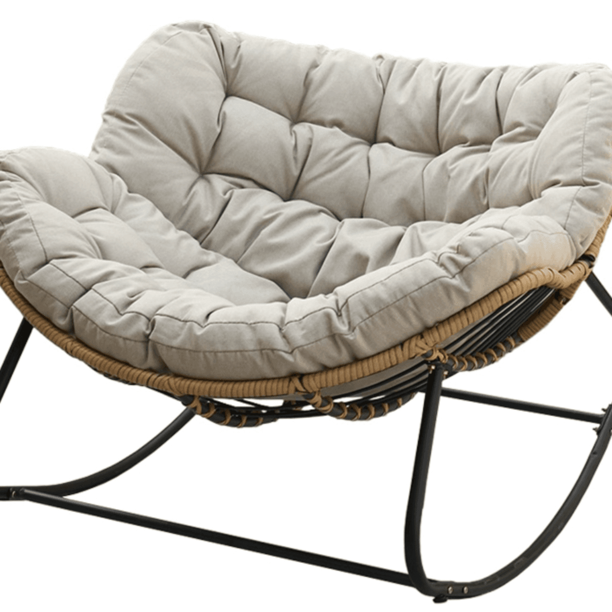 Midnight Black/Chalk/Cocoa Ergonomic Rocking Chair Couch with Rear Back, Stationary thumbnail 12