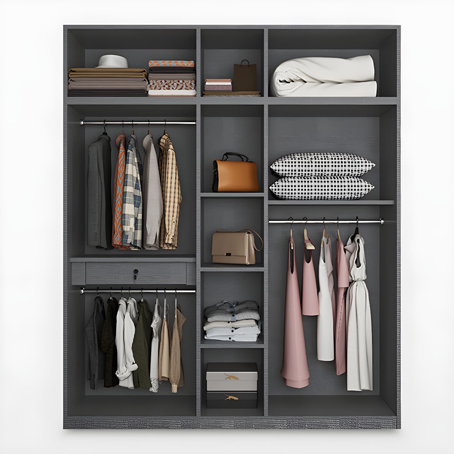 Modern Style Wooden Wardrobe Soft Close Door Wardrobe Closet with Drawer thumbnail 7