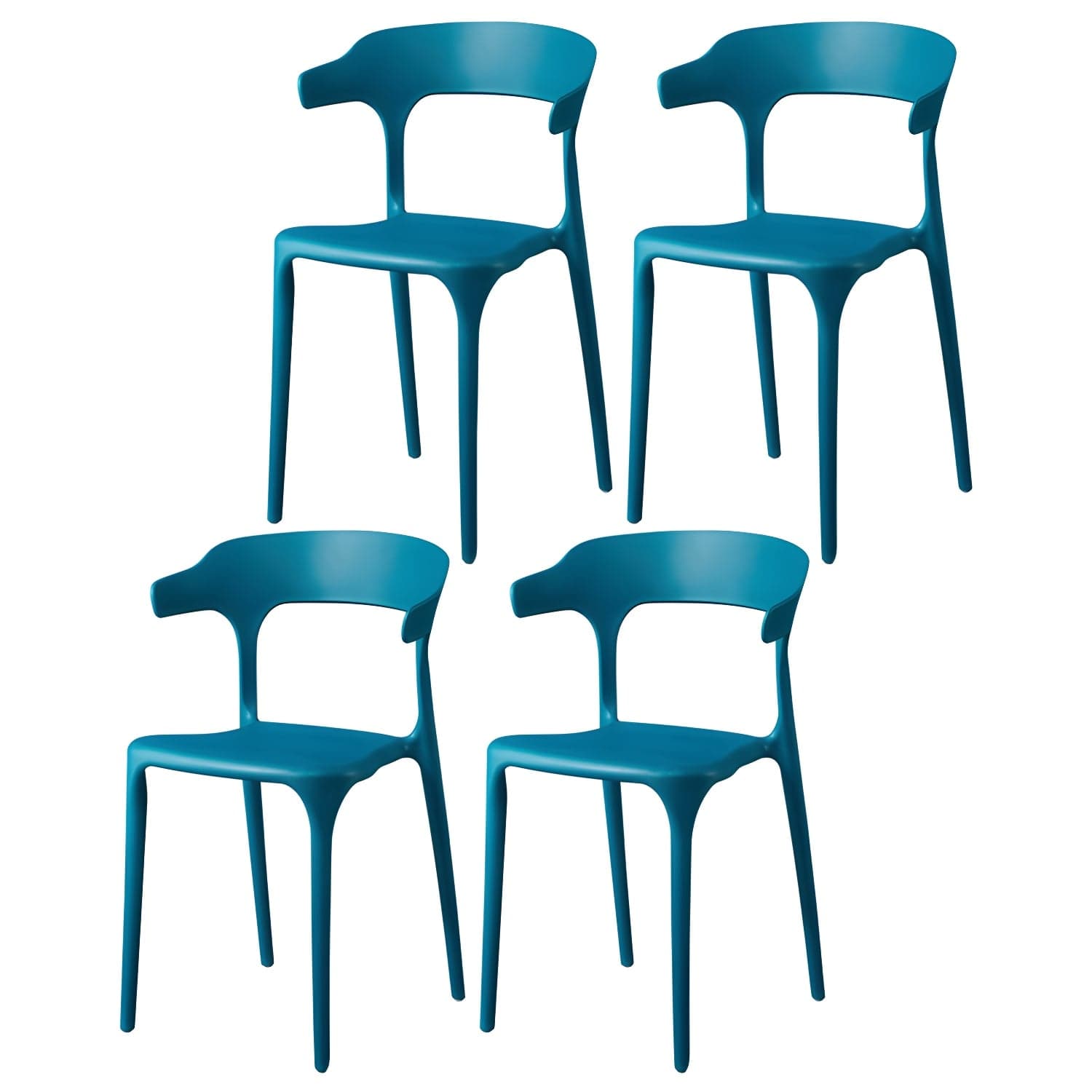Glam Plastic Side Chair Matte Finish Open Back Dining Chair for Dinning Room thumbnail 1