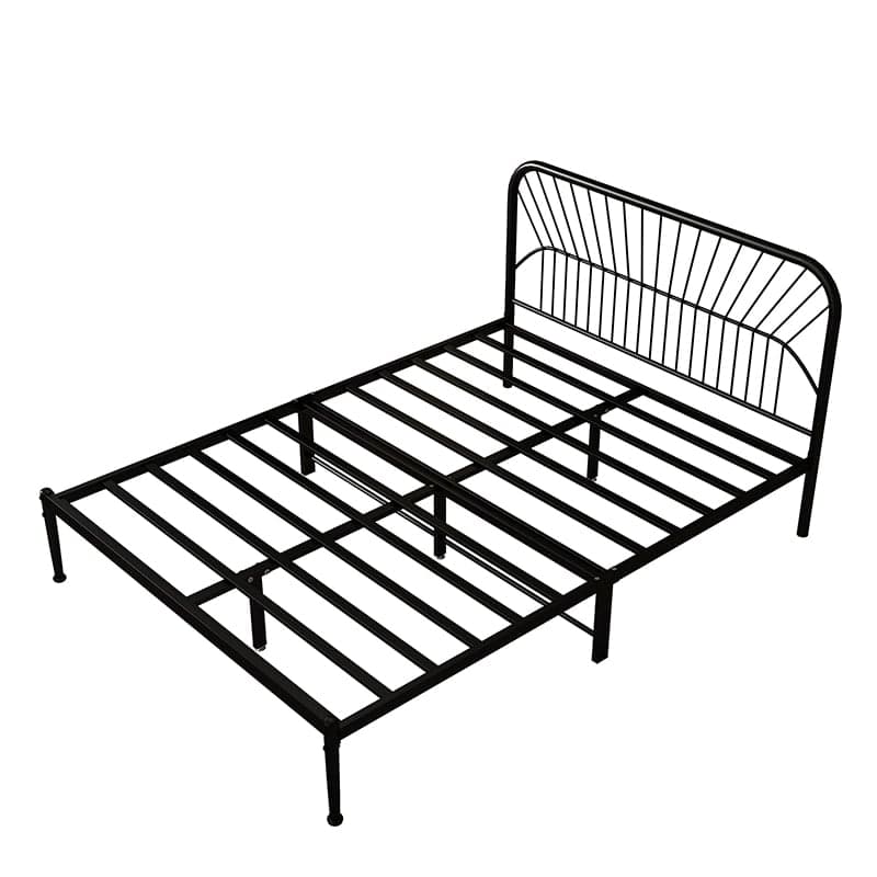 Modern Style Metal Frame Storage Panel Bed with Rectangular Headboard Shape thumbnail 1
