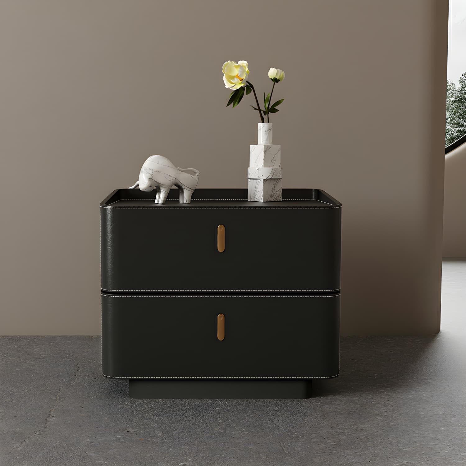 Modern Wood Grain Design Solid Wood Nightstands with Two Drawers thumbnail 9