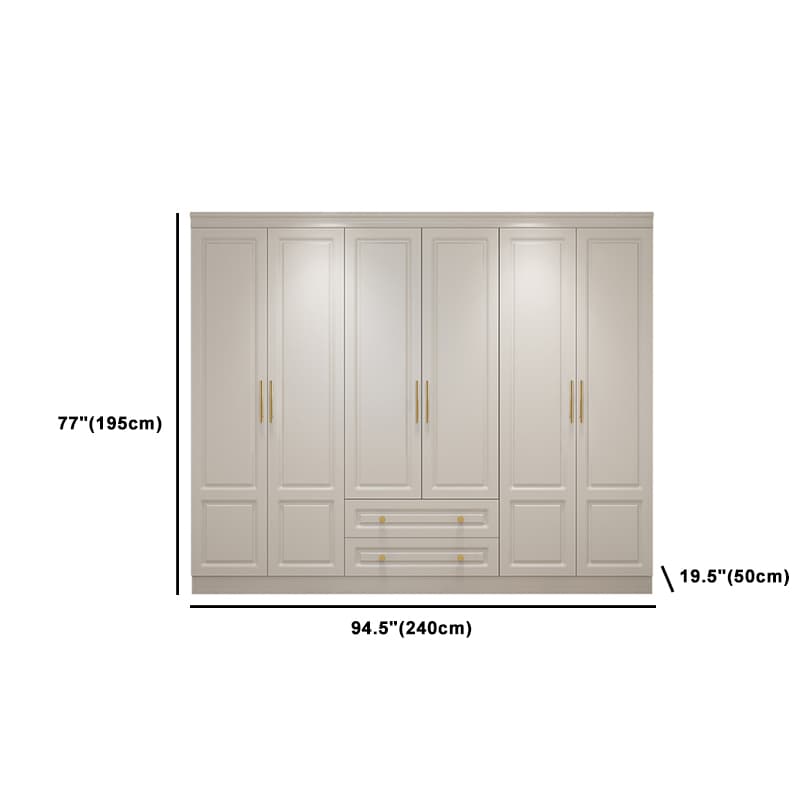 Art Deco Chalk Manufactured Wood Free Standing Interior Shelves Wardrobe with Soft Close Drawer and Hanging Rod thumbnail 17