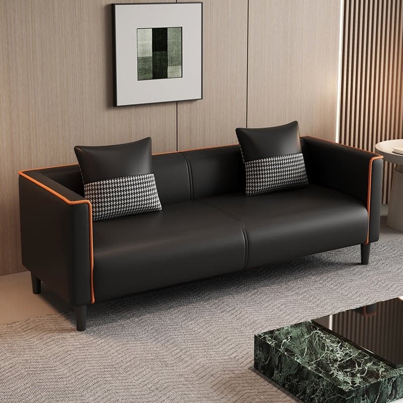 Standard Sofa/Loveseat/Single Sofa in Synthetic Leather, Available in Grey/Dark Blue/Light Green with Arm thumbnail 1