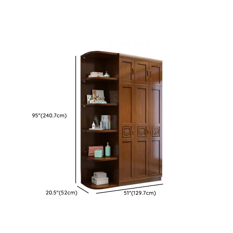 Vintage Sepia Lumber Wardrobe with Soft Close Drawer, Soft Close Door, Interior Shelves, and Hanging Rod thumbnail 27